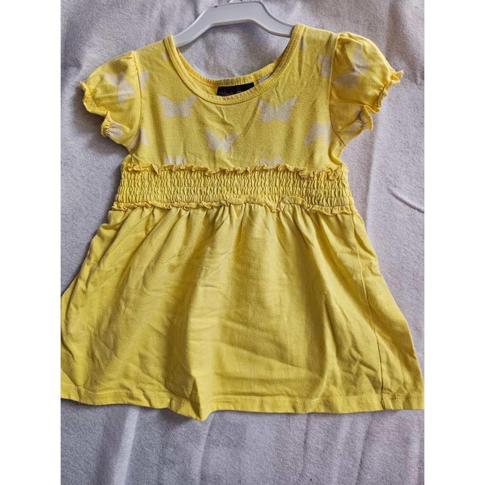 Chloe's Closet Girls Yellow Butterfly Print Smocked Waist Dress Size 4 y2k